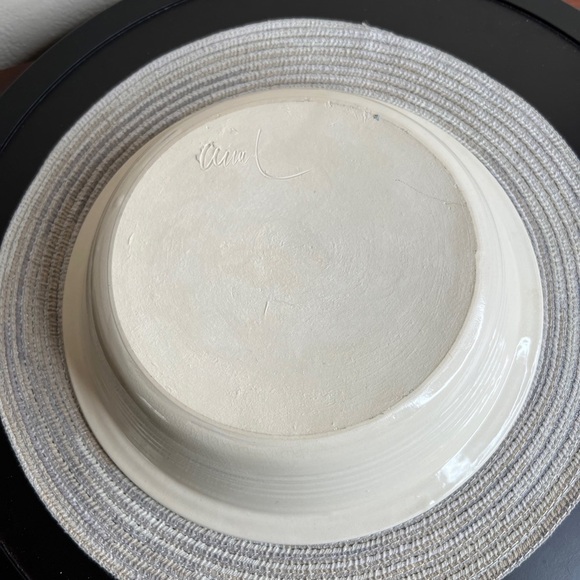 Whimsical Handmade Pottery Pie Deep Dish Plate Pan Hand Painted Apple Peach - Picture 11 of 11